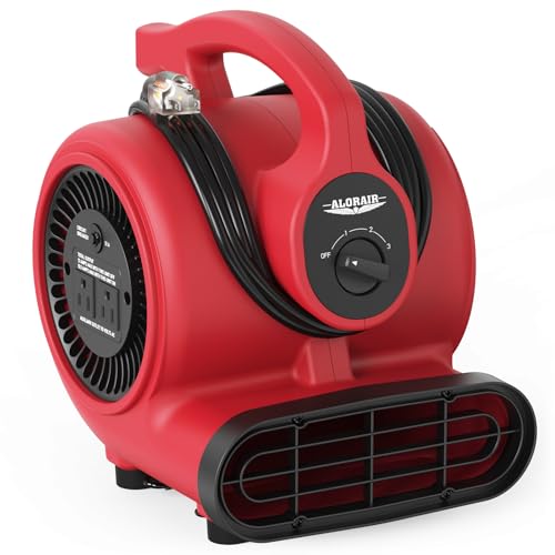 ALORAIR 3 Speed Air Mover Blower Fan 115W 600CFM Utility Floor Fan - Red - color: Red
