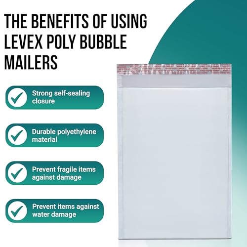 Levex - #7 14.25" x 20" [5 Pack) Poly Bubble Mailers, Padded Envelope Mailers, Packing Envelope & Mailing Bags for Shipping - size: #7 (14.25" x 20")