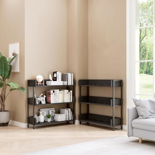 OSCHF Wide Open Shelf Bookcase, 3-Tier, Full Black - color: Black, size: 3-Tier
