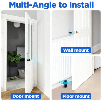 10 Pack Floor Door Stopper Chrome Door Stop Wall Mount Rubber Bumper Mounted Floor Stops Stopper Stainless Steel for Door Wall Bottom or Top 2.4 Inch Black