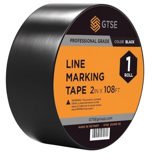 GTSE - Black Vinyl PVC Floor Tape 2 inch x 108ft Safety Marking Tape - color: Black, size: 2" x 108 ft