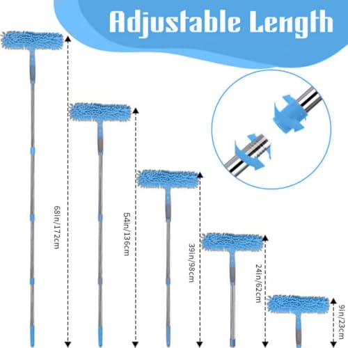 2-in-1 Window Cleaner Tool, 68'' Squeegee for Window Cleaning - color: Blue