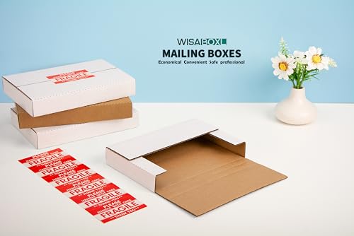 9x6x1.3 inch Shipping Boxes with Fragile Stickers, White, 25-Pack - color: White