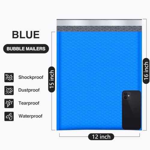 UCGOU Large Bubble Mailers 12x16" 25 Pack Usable Size 12x15" Blue Padded - color: Blue, size: 12x16" 25PC