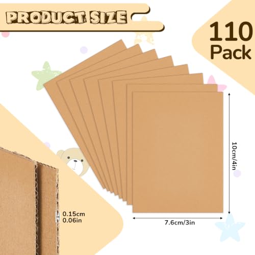 Henoyso 110 Pack 3 X 4 Inch Brown Cardboard Sheets - color: Brown, size: 3 x 4 Inch
