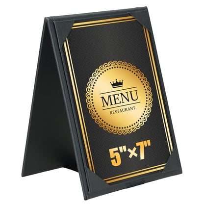 PU Leatherette Table Tents, 1Pcs Double-Sided Menu Holders 5 x 7" - size: 1 Pack, 5" x 7"