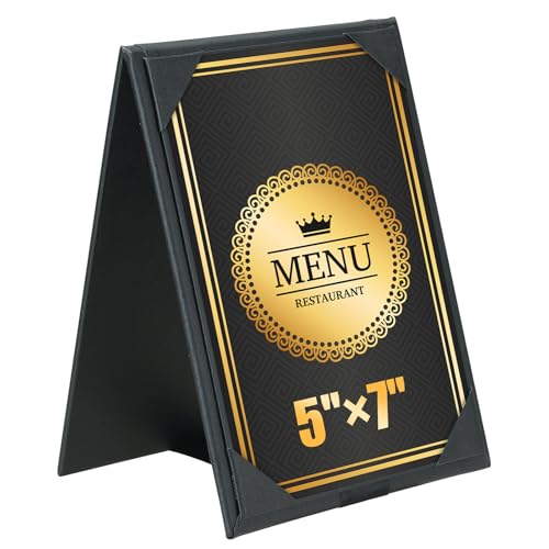 PU Leatherette Table Tents, 1Pcs Double-Sided Menu Holders 5 x 7" - size: 1 Pack, 5" x 7"