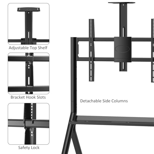 Shiarffe Smart Board Stand for 55"- 86'' Interactive Whiteboard, Mobile Stand with Locable Rolling Wheels for Smart Whiteboard, Black