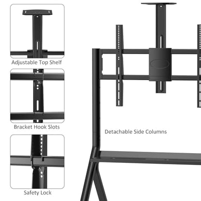 Shiarffe Smart Board Stand for 55"- 86'' Interactive Whiteboard, Mobile Stand with Locable Rolling Wheels for Smart Whiteboard, Black