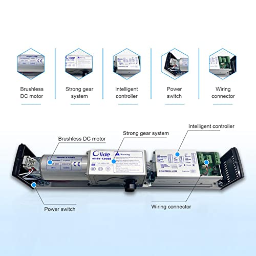 Auto Swing Door Operator Machine, Door Closer Automatic Residential Swing Open with 2PCS Exit Plastic Buttons and 1PCS Stainless Steel Lock Mode Adjustable Electric Lock