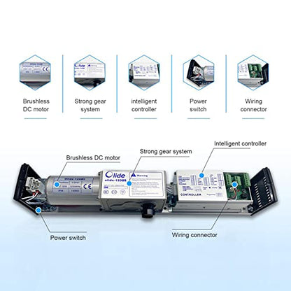 Auto Swing Door Operator Machine, Door Closer Automatic Residential Swing Open with 2PCS Exit Plastic Buttons and 1PCS Stainless Steel Lock Mode Adjustable Electric Lock