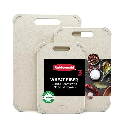 Rubbermaid 3pc Reversible Wheat Fiber Cutting Board Set | BPA Free Non Toxic Cutting Boards for Kitchen – Dishwasher Safe, Non-Slip Corners & Lightweight | For Meat, Veggies & Fruits - color: Coconut Milk