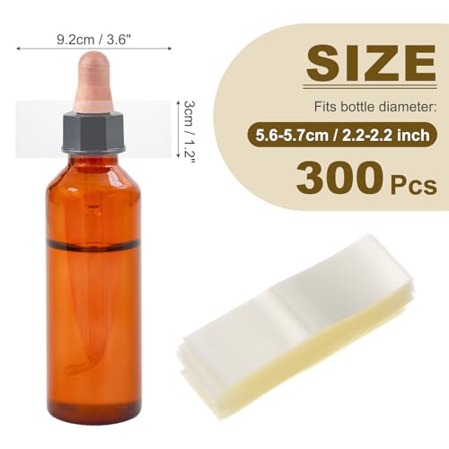 PATIKIL Shrink Wrap Bands 3.6"x1.2"/92x30mm 300pcs PVC Clear Bottle Seals - size: 3.6 x 1.2 Inch