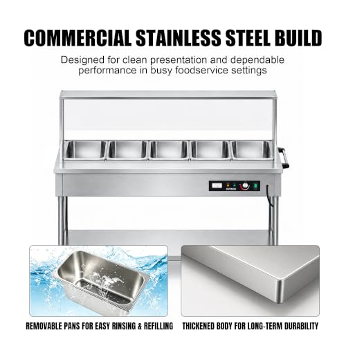 Steam Table, Commercial Electric Food Warmer for Buffet Catering,Incl.Work Table,Bain-Marie (Water Bath - 100QT (110-120V)) - size: Water Bath - 100QT (110-120V)