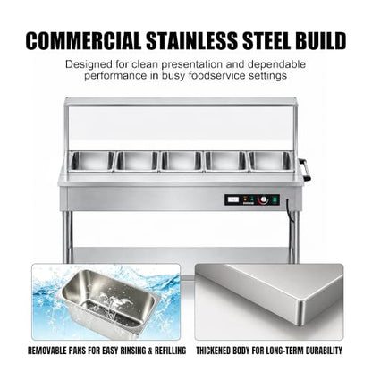 Steam Table, Commercial Electric Food Warmer for Buffet Catering,Incl.Work Table,Bain-Marie (Water Bath - 100QT (110-120V)) - size: Water Bath - 100QT (110-120V)
