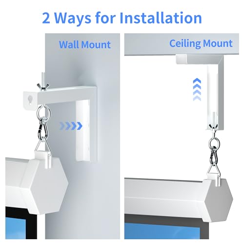 XINLEI Universal Projector Screen Wall Mount L-Brackets Hanging Ceiling Mount, 6 inch Adjustable Extension with Hook for Home Projector and Movie Screens, Hold up to 66 lbs, White PRL003W - color: White