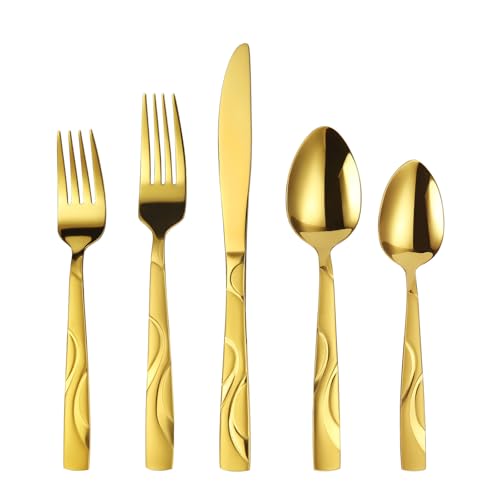 30-Piece Gold Silverware Set for 6 - color: Gold, size: 30-Piece