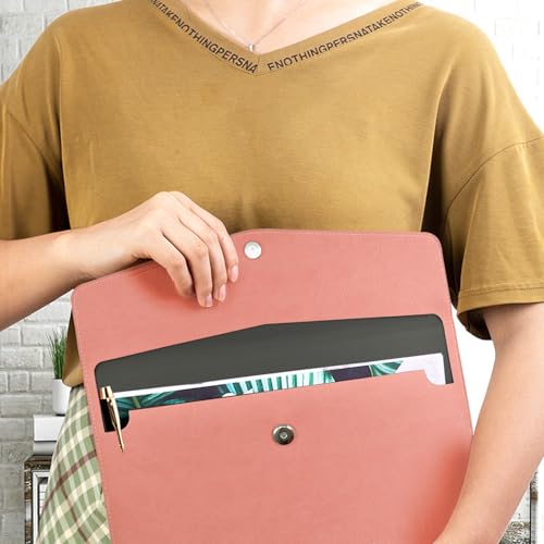 VANRA 1 Piece PU Leather Envelope File Folders Holder A4 Paper Organizer - color: Pink
