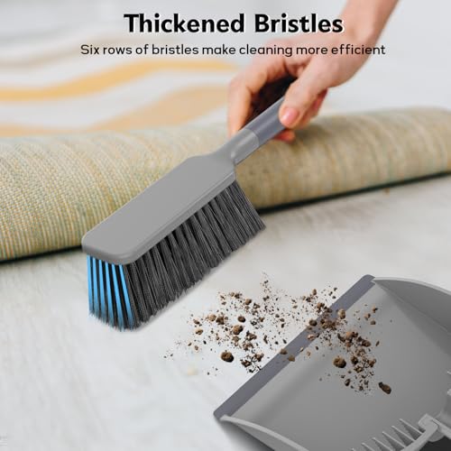 SetSail Small Dustpan and Brush Set with Comb Teeth Clean Pet Hair, Gray - color: Gray