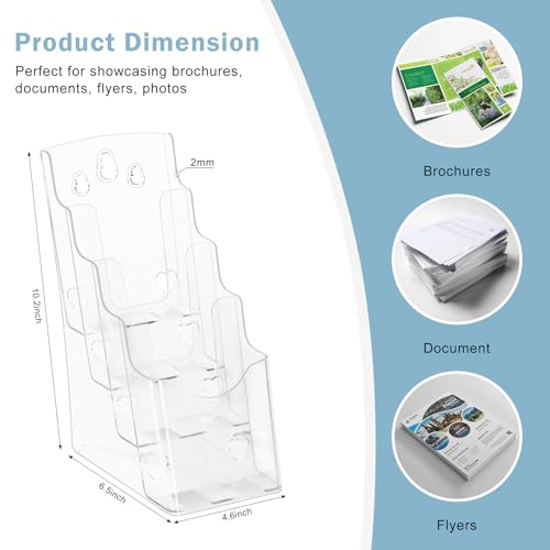 xydstay 4 Tier Acrylic Brochure Holder 4 x 9 Inches, 2 Pack