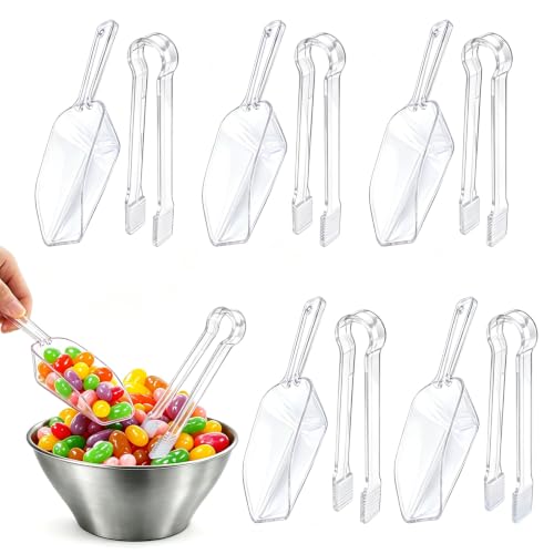 12 Pcs Plastic Ice Tongs and Scoops, Candy Scoops for Buffet, Clear - color: Clear
