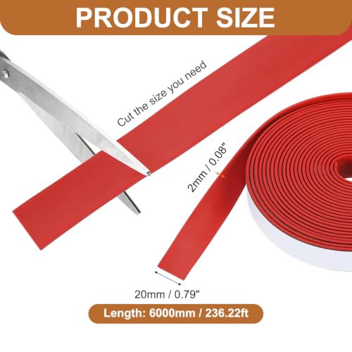 Smoke Fire Seal Strip 19.7 Feet 20mm/0.79" Wx2mm/0.08" T Red - color: Red, size: 19.7 FT x 20mm / 0.79" W x 2mm / 0.08" T