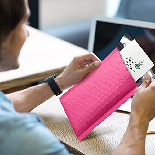 UCGOU Bubble Mailers 4x8" Hot Pink 100 Pack Usable Size 4x7" Shipping Bags - color: Hot Pink, size: 4x8" 100PC