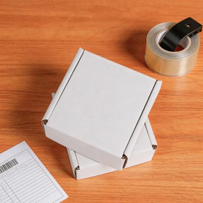 Fishat 4" x 4" x 2" White Corrugated Cardboard Shipping Boxes Set of 25 - size: 4" x 4" x 2"