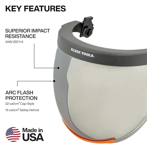 KLEIN TOOLS 03601 Arc Flash Face Shield, Cap-Style - size: Cap-Style Arc Flash