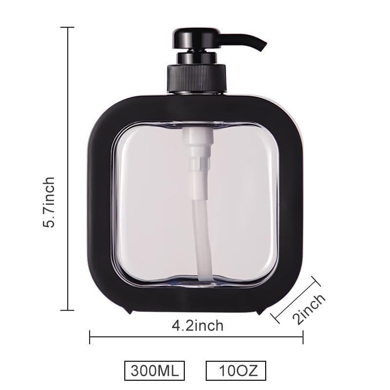 Hand Soap Dispenser for Bathroom, Modern Dish Soap Dispenser for Kitchen Sink, Liquid Soap Container with Pump, Clear Plastic Soap Pump Bottles (2 Packs,10oz, Black) - color: Black 300ml
