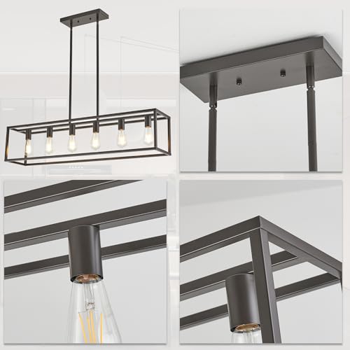Dining Room Light Fixture, Kitchen Fixture Lights Pendant Lights Kitchen Island Oil Rubbed Bronze 6-Light Industrial Pendant Lighting for Kitchen Island - color: Oil-Rubbed Bronze, size: 6 Lights
