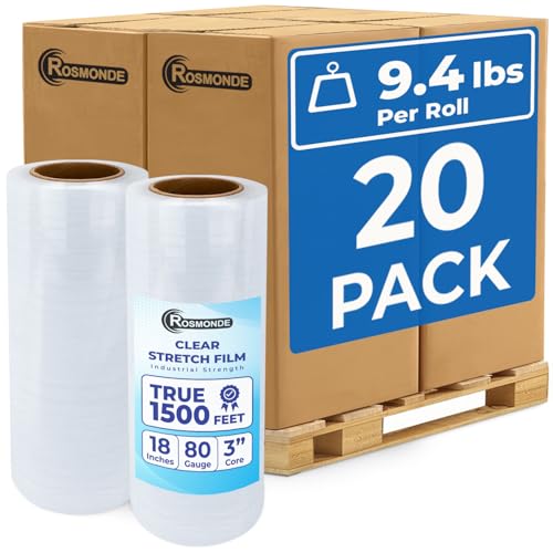 Rosmonde Bulk Plastic Wrap for Moving, 20 Pack, True 18" x 1500 ft - color: Clear, size: 20 Pack