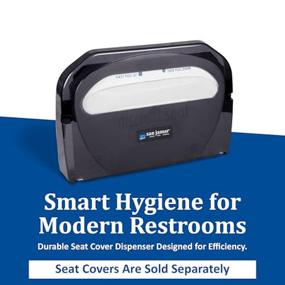 San Jamar Plastic Toilet Seat Cover Dispenser Wall Mount – Standard Toilet Seat Cover Holder, Durable Plastic, 16.5 x 12in, Pearl Black