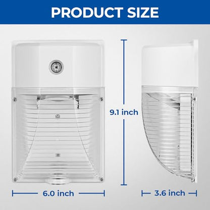 CINOTON 26W LED Wall Pack Light with Dusk to Dawn Sensor 5000k White 2 Pack - color: White, size: 2 Pack-5000k