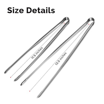 Precise Serrated Non-Slip Tips Cooking Tongs 2 Set (11.5" & 13.5") - size: 11.5"+13.5"