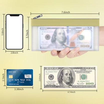Clear Money Envelopes for Cash Cash Money Bag Pouch 7.6"x3.7" - color: Golden