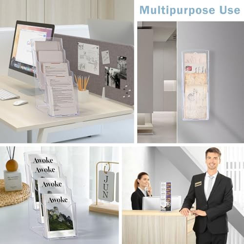 xydstay 4 Tier Acrylic Brochure Holder 4 x 9 Inches, 2 Pack