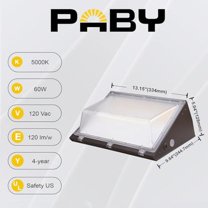 Paby 4 Pack 60W LED Wall Pack Light with Dusk to Dawn Photocell Outdoor Security Lighting Commercial Industrial Wall Light for Warehouses Factories Shopping Malls - size: 60W-4 Pack