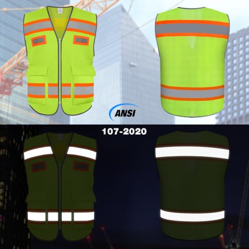 TCCFCCT High Visibility Vest 2 Pocket Mesh Reflective Safety Vest, Yellow M - color: Hawks 01-mesh Yellow, size: Medium
