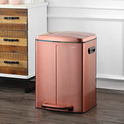 happimess Marco 10.6 Gal Double Bucket Step Trash Can, Rose Gold - color: Rose Gold