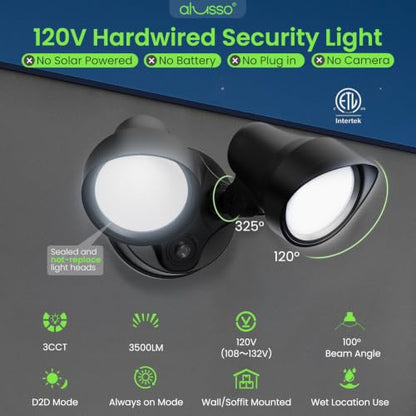ALUSSO Dusk to Dawn Outdoor Lighting 30W 3500LM 3CCT 3000K/4000K/6500K 120V - color: Black Dusk to Dawn 30W