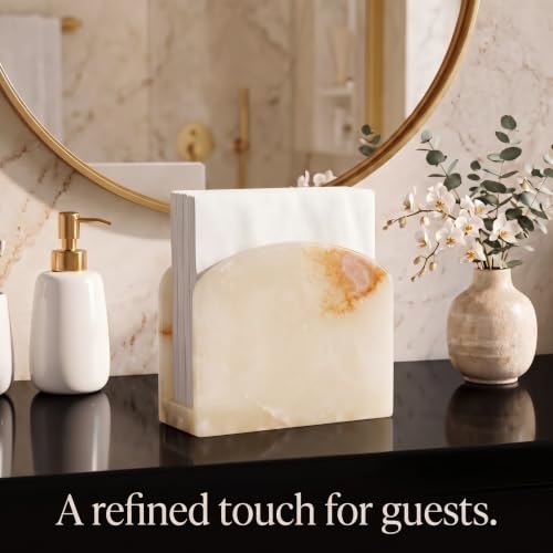 Radicaln Marble Napkin Holder for Table 6.5" Paper Napkin Dispenser Stand - color: White Onyx