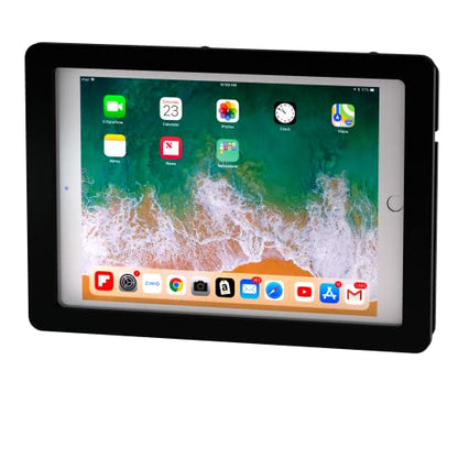 Anti-Theft Acrylic VESA Enclosure for Apple iPad 7/8/9 10.2" with Free Wall Mount Kit & 90-Degree Angle Charge Cable (iPad 7/8/9 10.2", Black) - color: Black, size: iPad 7/8/9 10.2"