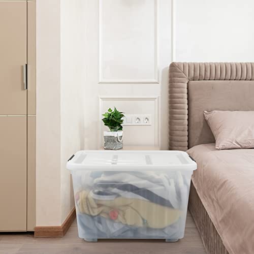 4-Pack Clear Large Plastic Storage Box with Wheels, 70 L - size: 70 L