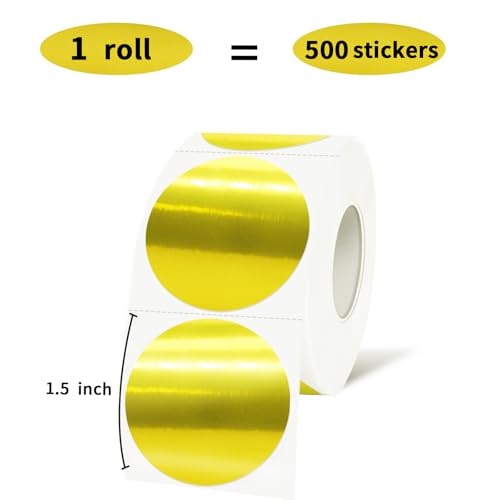 Gold 1.5 Inch Round Thermal Labels, 500 Labels per Roll - color: Gold-500 Labels, size: 1.5 inch