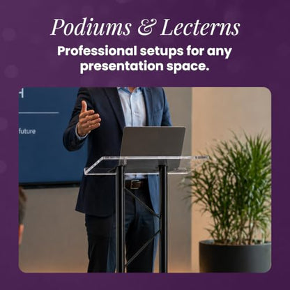 Kingdom KML15TA Modern & Stylish Acrylic and Metal Podium, Conference Podium for Speakers, Speeches and Other Occasions (43.4" Height) - size: Design 07