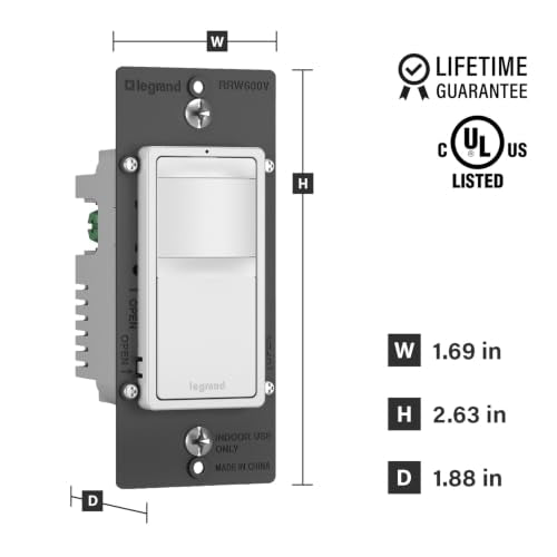 Legrand Radiant Occupancy Sensor Switch, Single Pole, Tri Color 1 Pack
