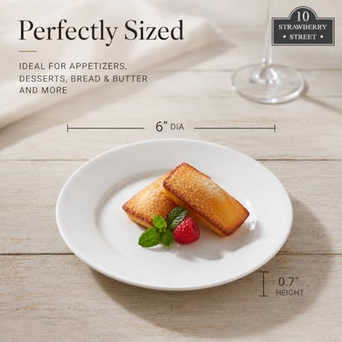 10 Strawberry Street 6" Catering Round Appetizer Plate, Set of 12,White - size: 6" Appetizer, style: Round
