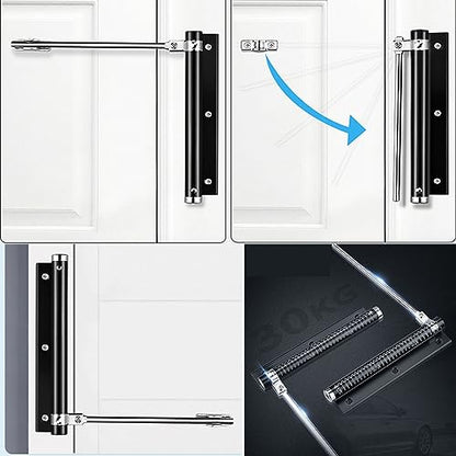 ZENG 2-Pack Adjustable Spring Door Closer - 304 Stainless Steel Surface Mounted Automatic Closer for Residential/Commercial Doors (20-40kg, 175° Max, Black)
