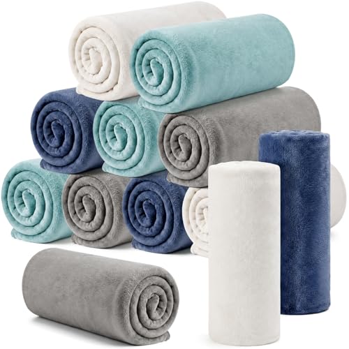Tinideya Flannel Fleece Throw Blanket Bulk 50 x 60 Inch Soft Fleece Blanket Warm Throw Blankets Coral Blankets for Couch Sofa Home Wedding Gifts Season - color: Serenity Color